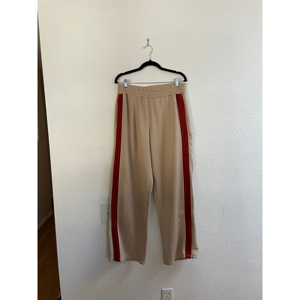 Free People Sophie Wide Leg Track Pants Tan Red Stripe Size M - Picture 3 of 5